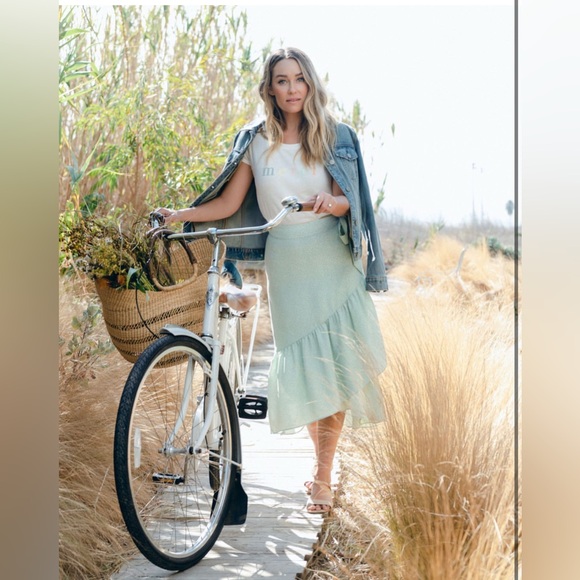 LC Lauren Conrad Dresses & Skirts - Women's LC Lauren Conrad Midi Wrap Skirt Mint White Pattern Size XL